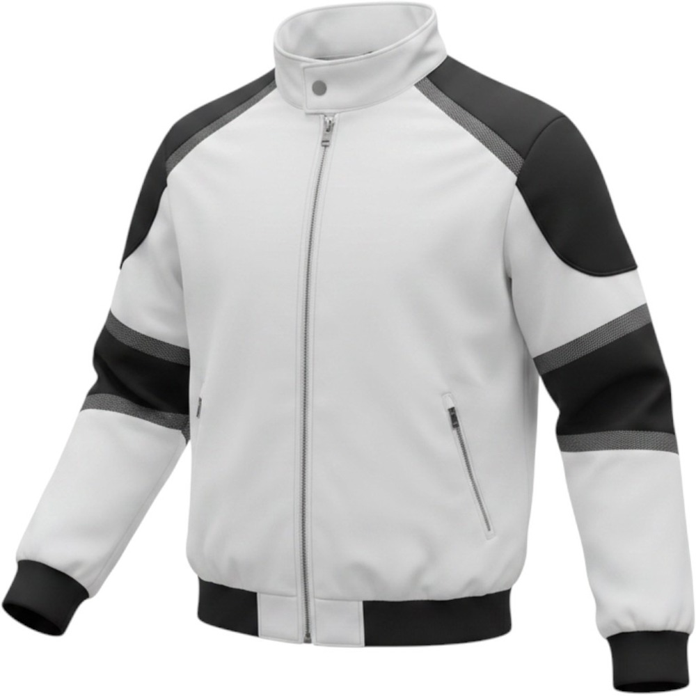 Xray Jeans Mens Moto Bomber Jacket White Black Colorblock Mesh Zip Up‎ Medium